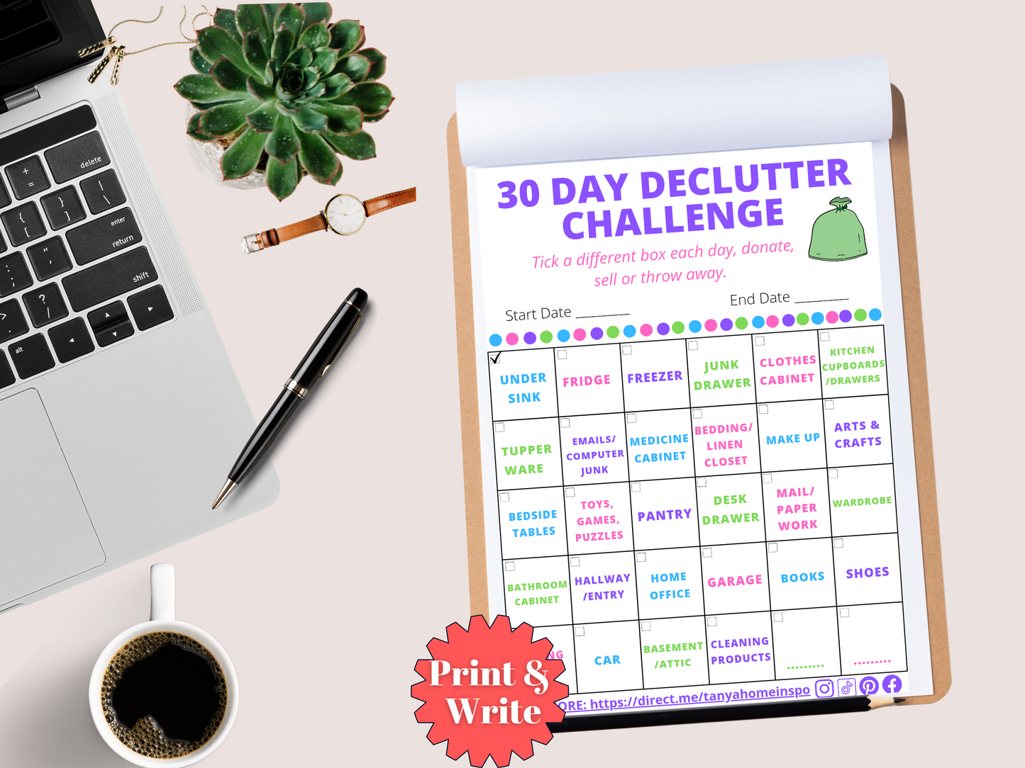 Editable Decuttering Checkist & Planner - Digital PDF