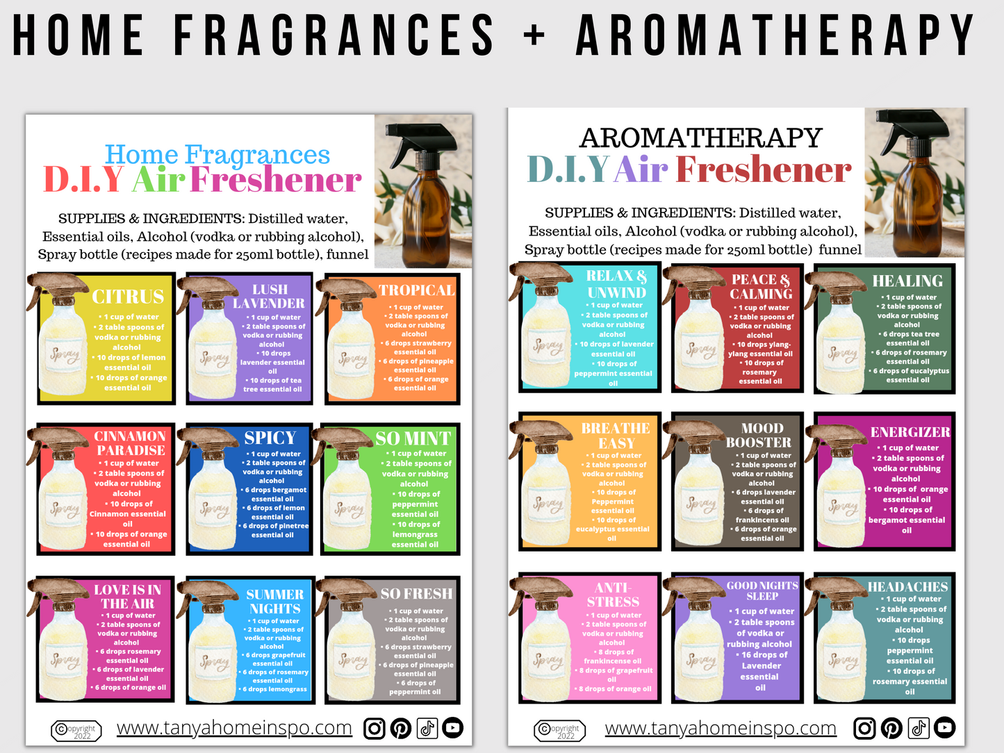 Printable Air Freshener Recipes - Digital PDF