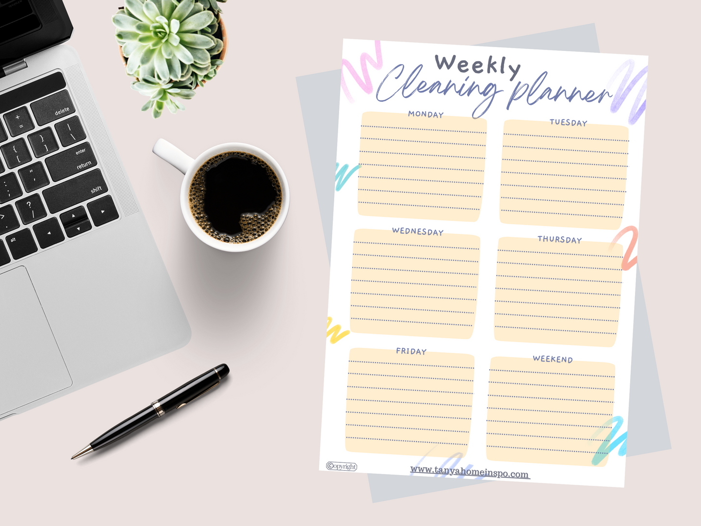 Weekly Cleaning Schedule & Cleaning Planner Set - Digital PDF