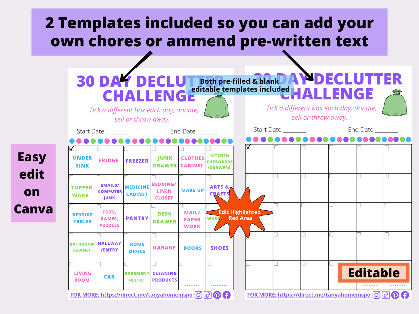 Editable Decuttering Checkist & Planner - Digital PDF