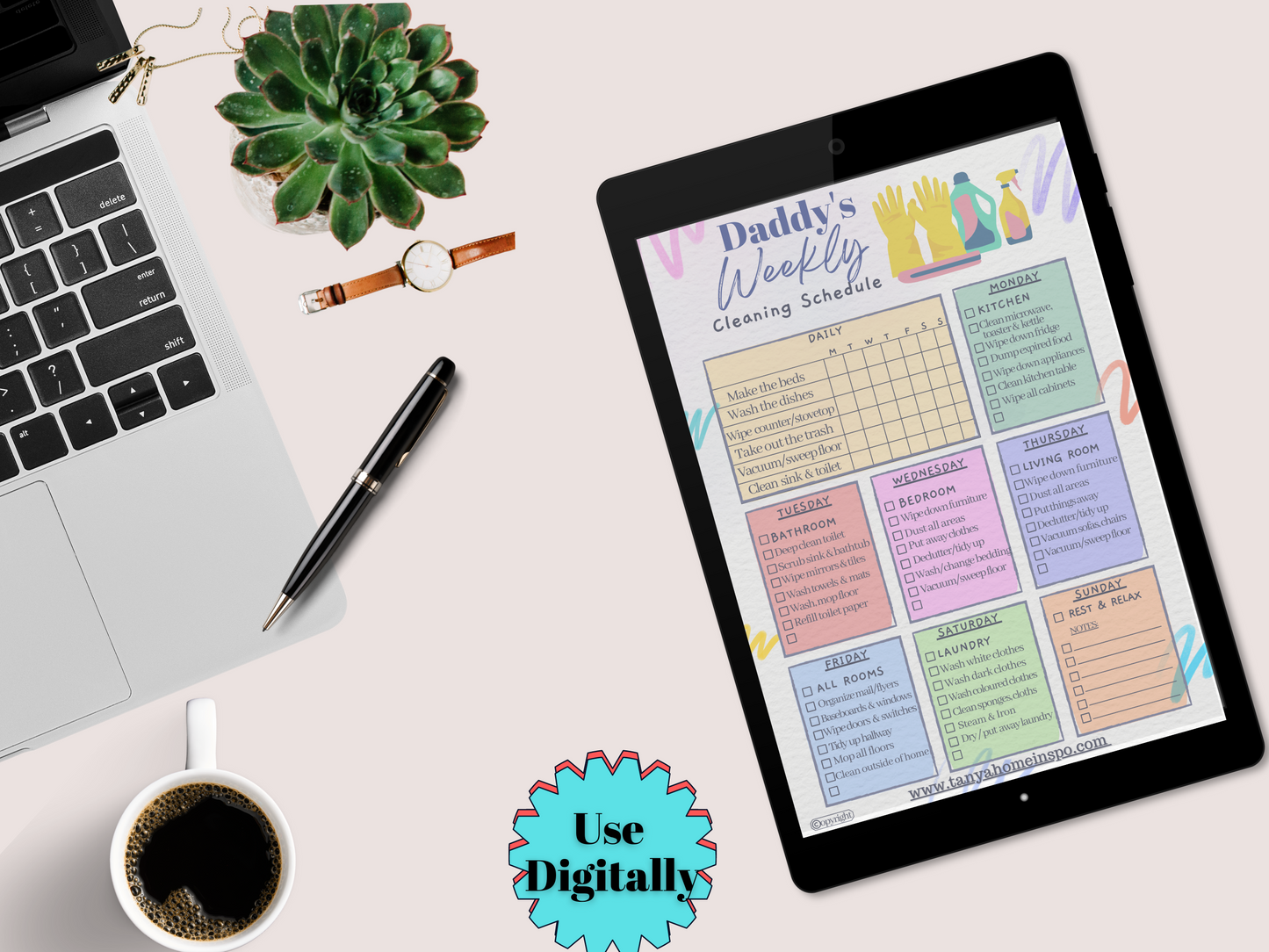 Editable Weekly Cleaning Schedule Checklist - Digital PDF