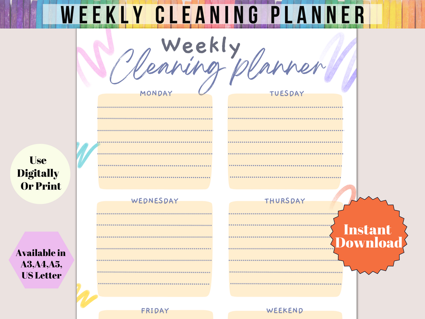 Family Cleaning Schedule Bundle - Digital PDF