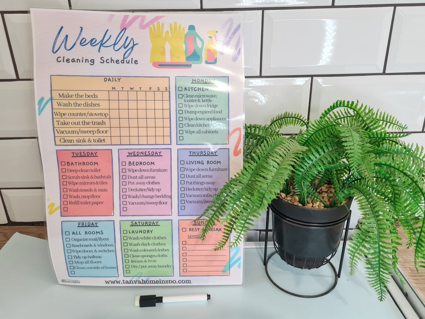Dry Wipe Weekly Cleaning Schedule