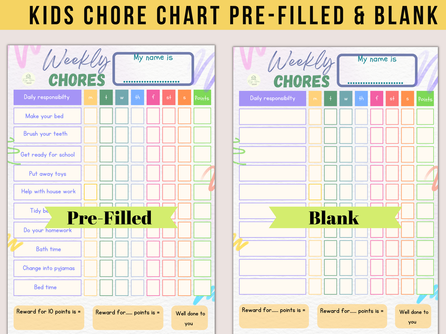 Family Cleaning Schedule Bundle - Digital PDF