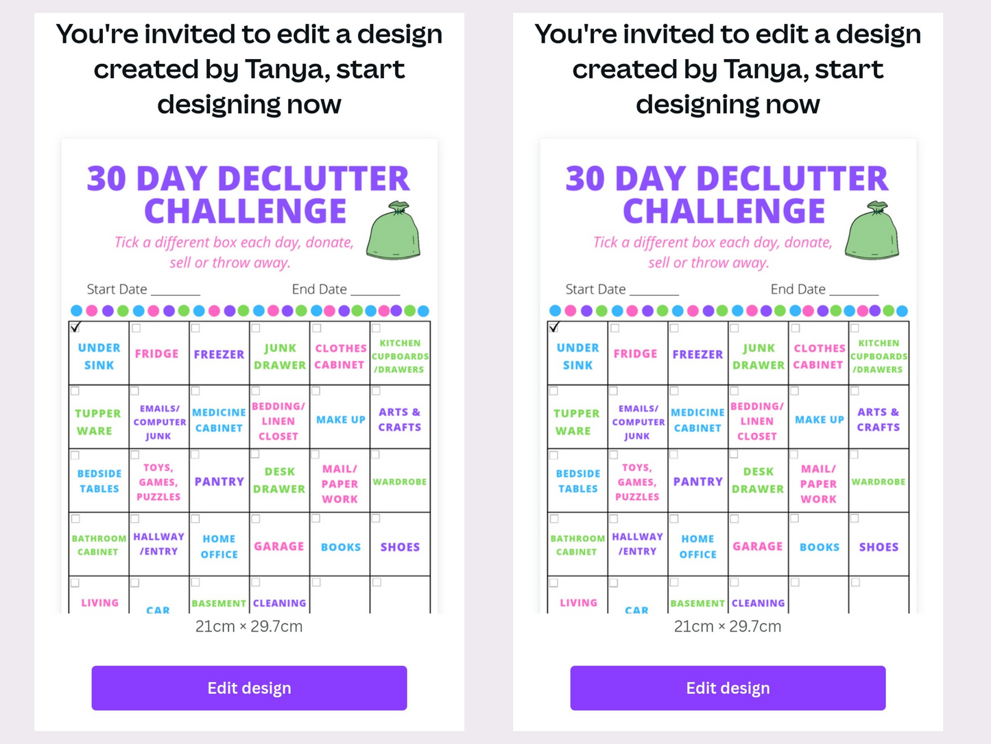 Editable Decuttering Checkist & Planner - Digital PDF