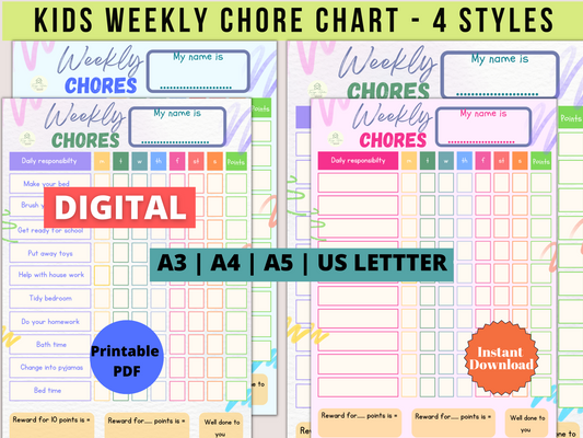 Kids Chore Chart - Digital PDF